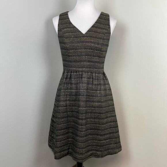 Anthropologie Moulinette Soeurs Metallic Tweed Glissade Fit & Flare Dress 4 - Picture 2 of 10